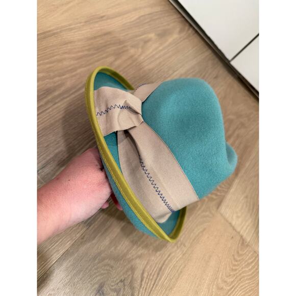 Turquoise teal asymmetric wool fedora hat grace hats main image 5